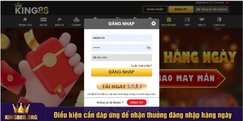 Chương trình khuyến mãi đăng nhập hàng ngày được thiết kế đơn giản