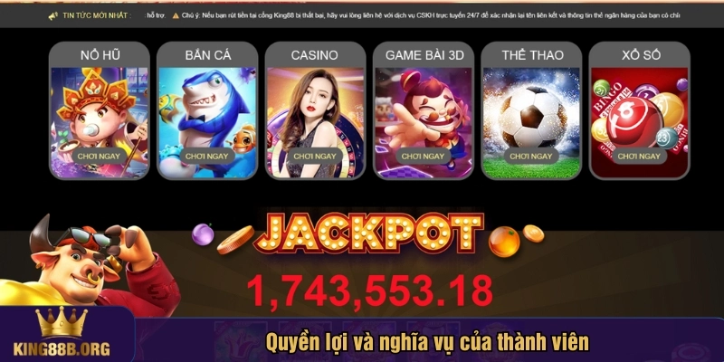 Thành viên được quyền truy cập vào tất cả các trò chơi và dịch vụ của King88