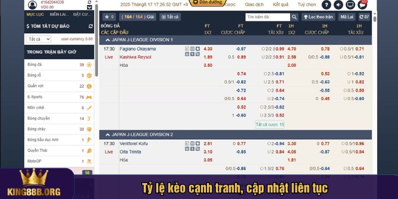 Tỷ lệ kèo cạnh tranh là một ưu điểm nổi bật