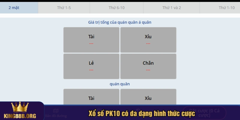 Xổ số PK10 có đa dạng hình thức cược