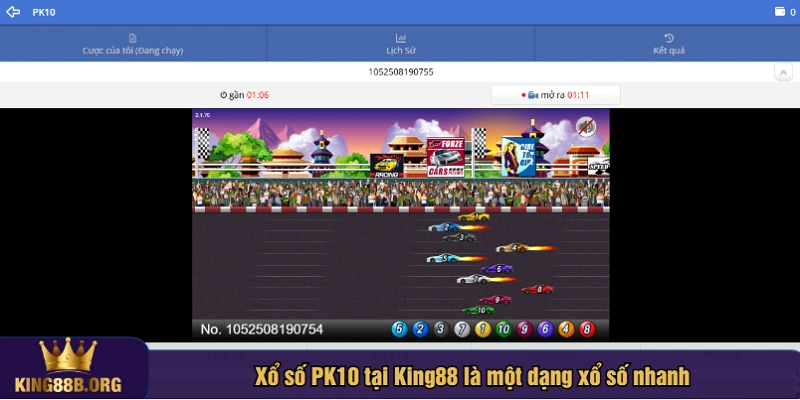Xổ số PK10 tại King88 là một dạng xổ số nhanh